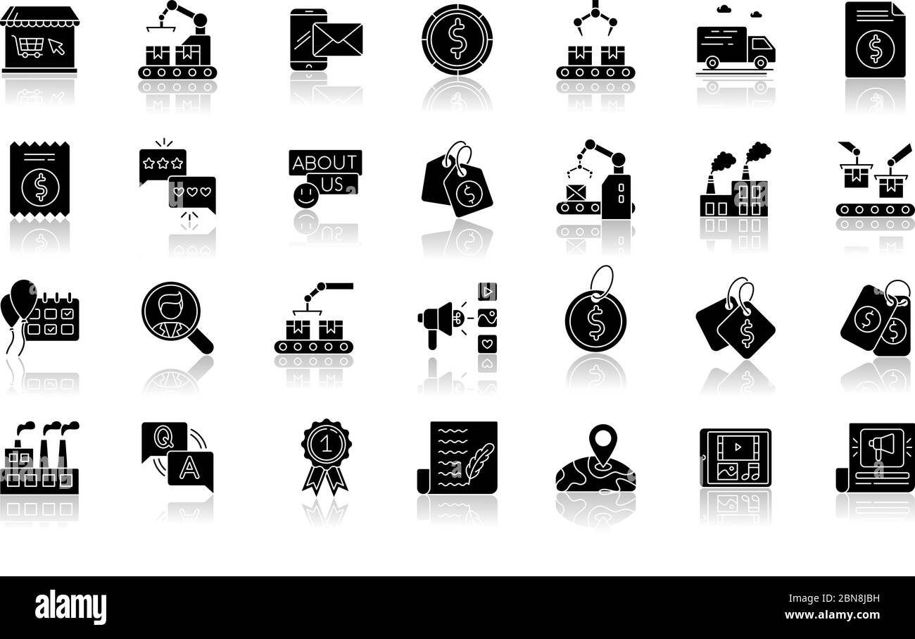 Social media drop shadow black glyph icons set Stock Vector Image & Art ...