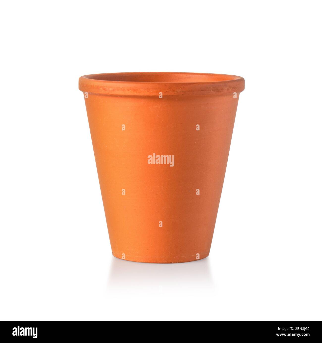 Empty ceramic brown flower pot isolated over the white background with ...