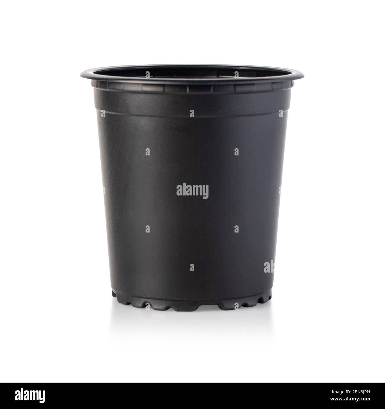 Empty plastic flower pot isolated on white background with clipping path Stock Photo