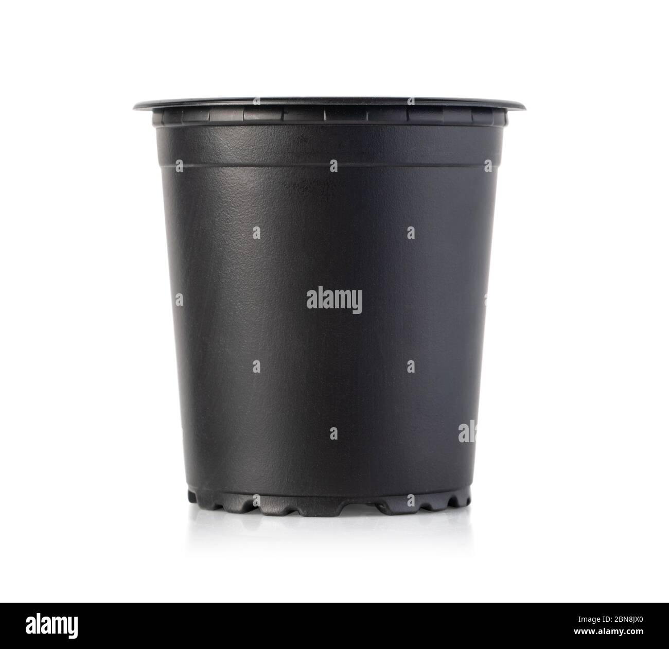 Empty plastic flower pot isolated on white background with clipping path Stock Photo