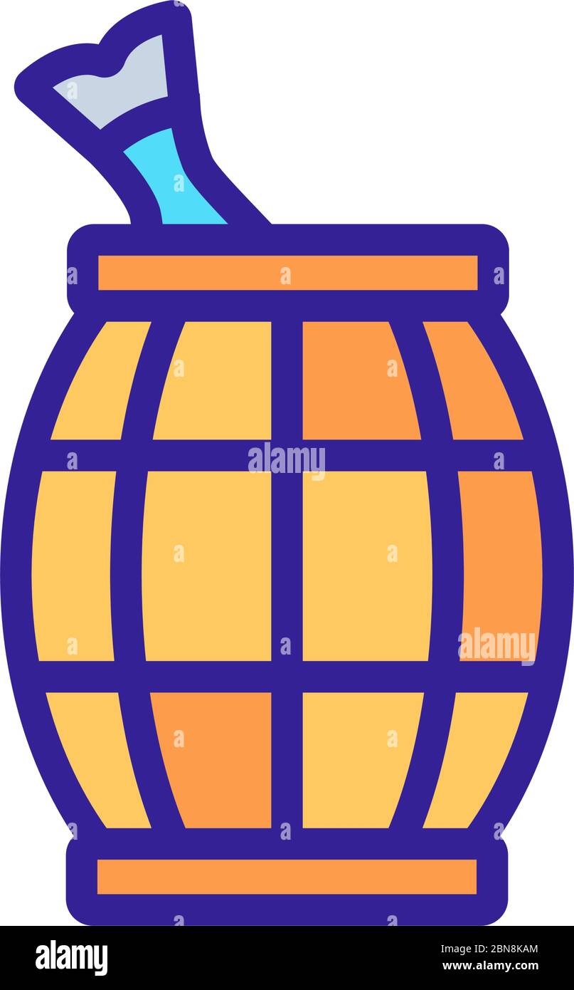 wooden box with fish icon vector outline illustration Stock Vector ...