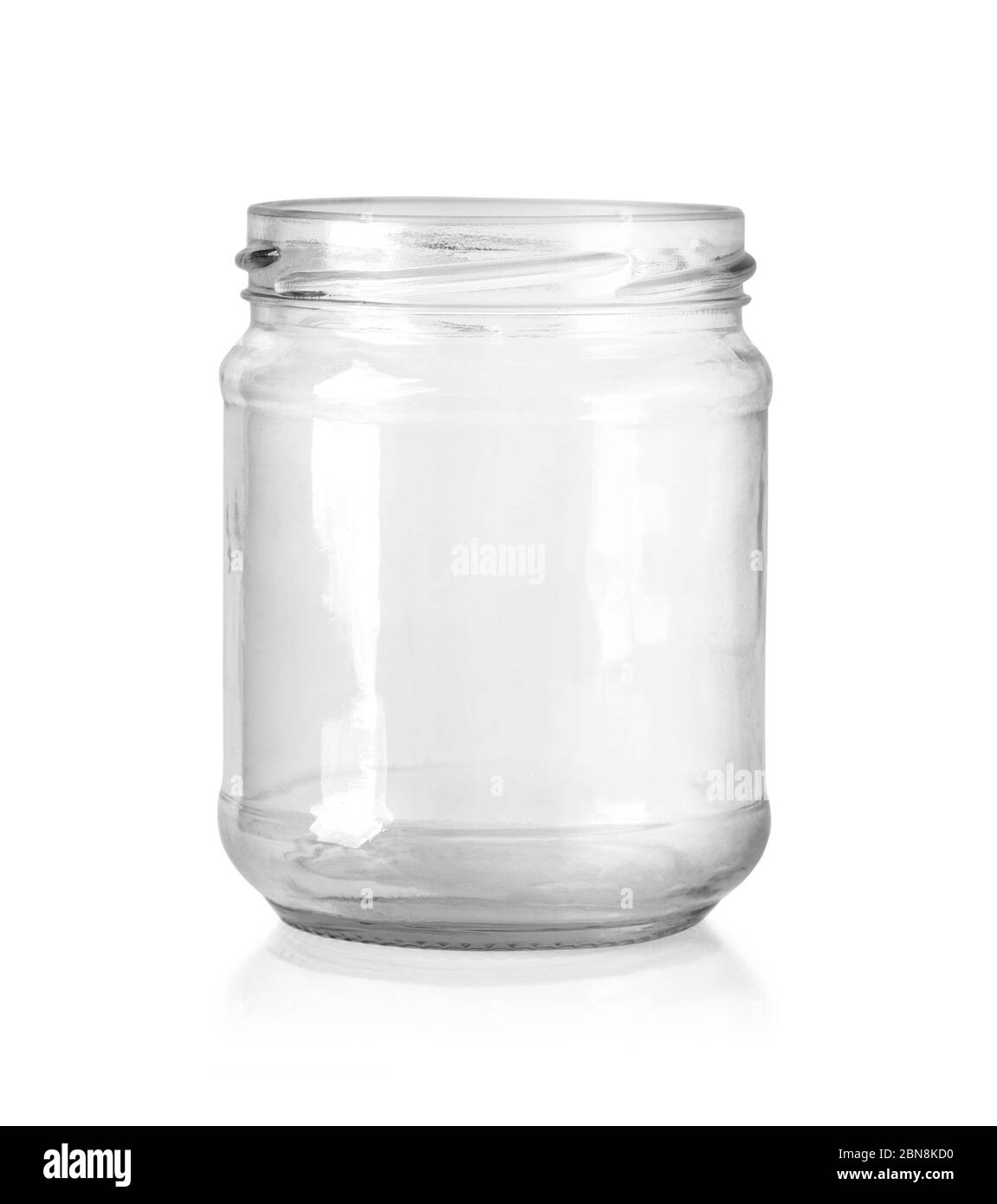 Open empty glass jar for food and canned food. Isolated on white background  with clipping path Stock Photo - Alamy