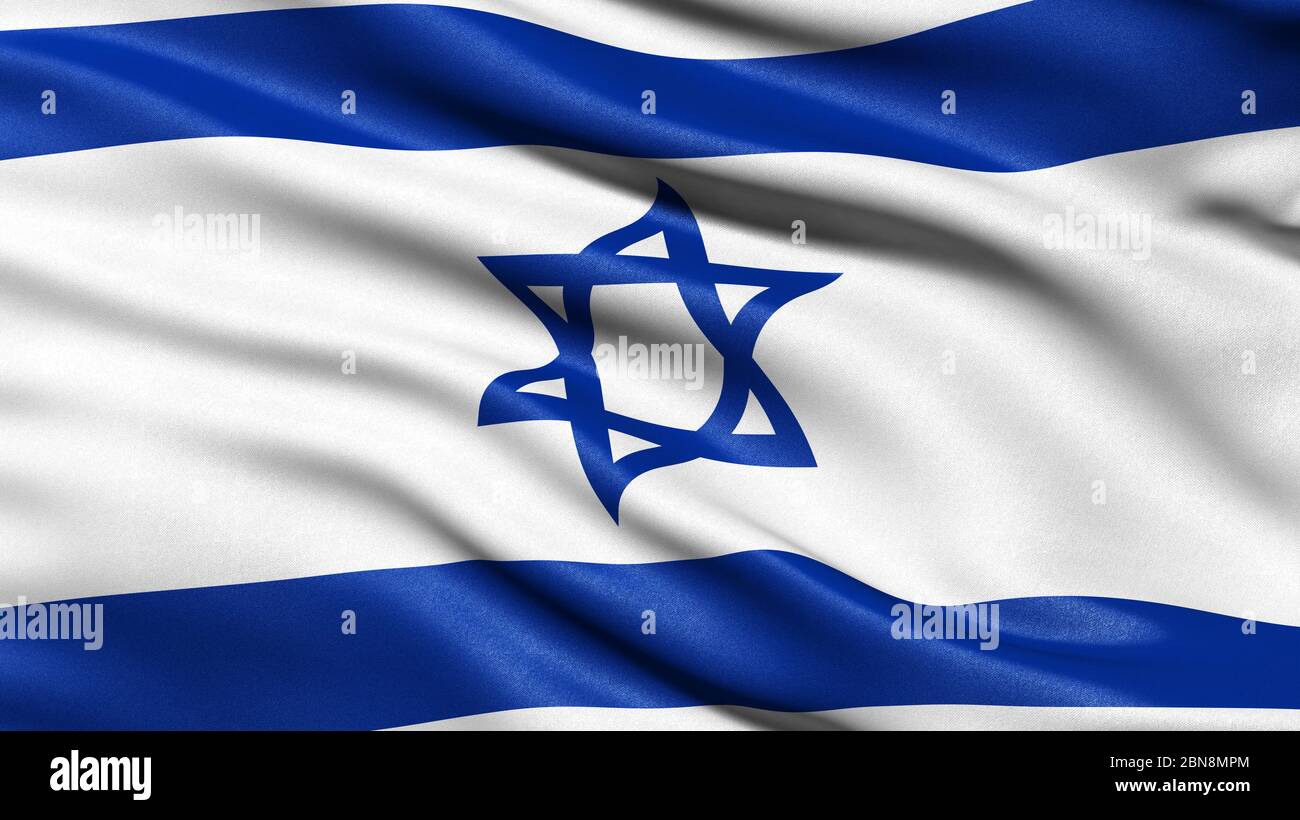 3D illustration of the flag of Israel waving in the wind Stock Photo ...