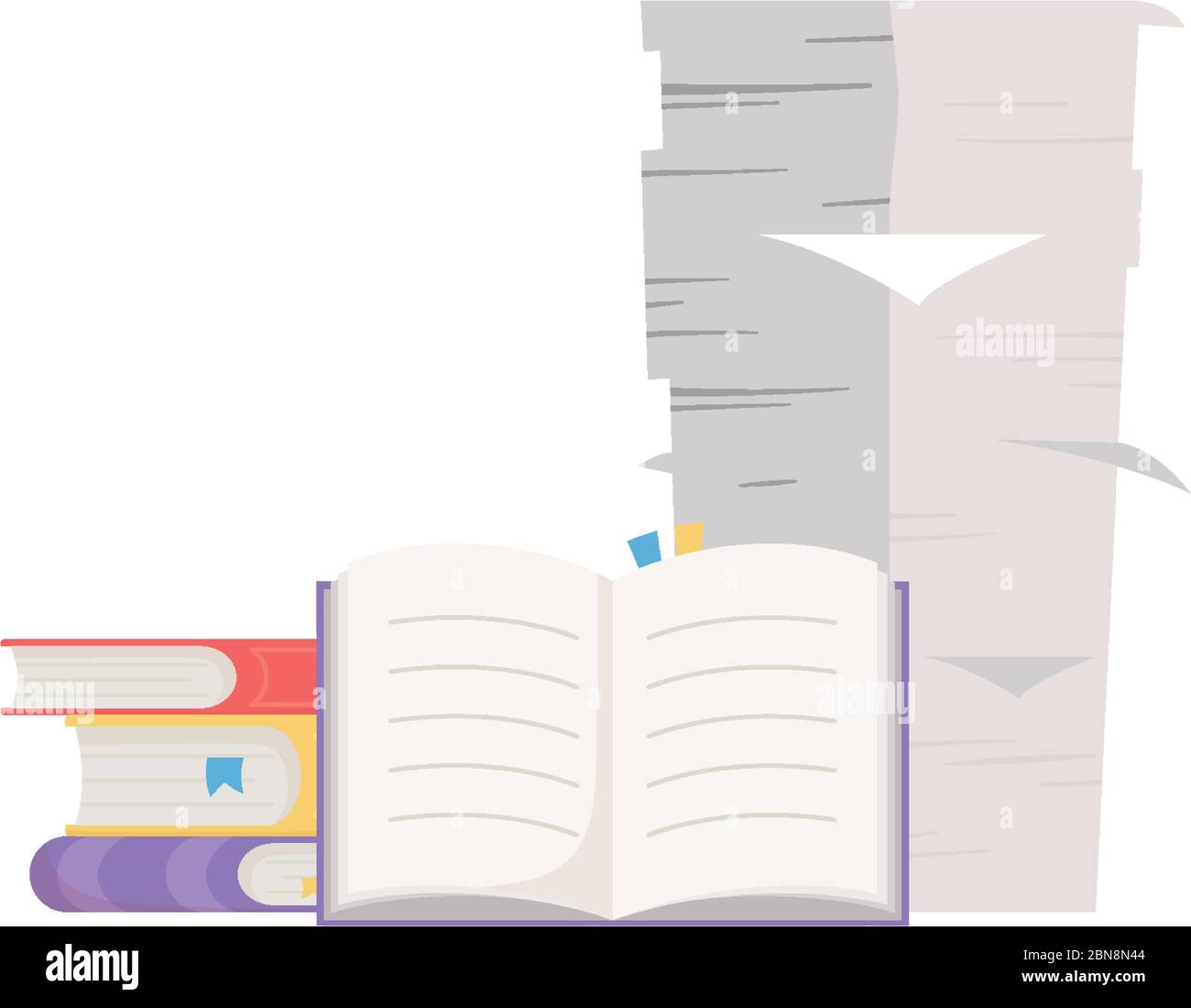 books stack and pile papers office isolated icon design vector ...