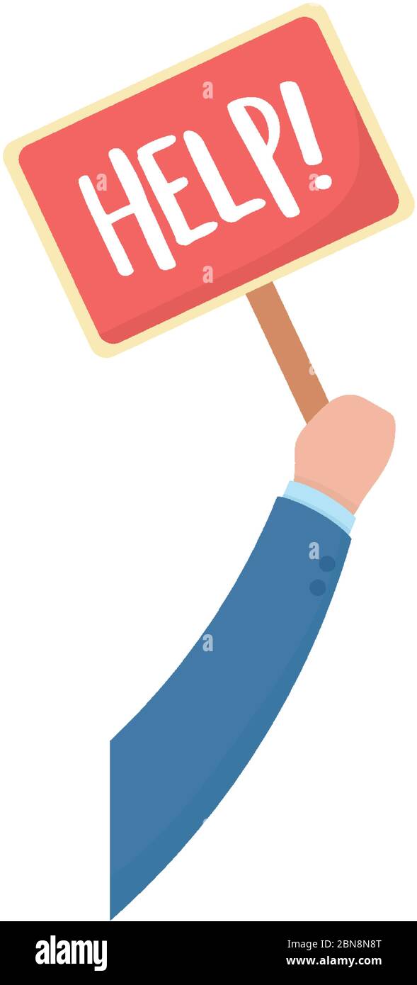 hand holding help placard isolated icon design vector illustration ...