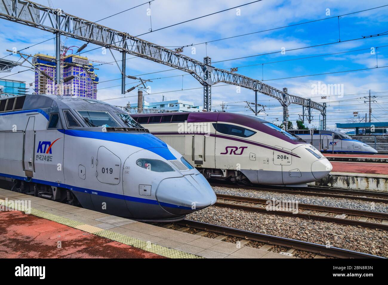 Busan,South Korea 1/18/2020 Korail Korea High Speed Rail KTX Trains in Busan Railway Station