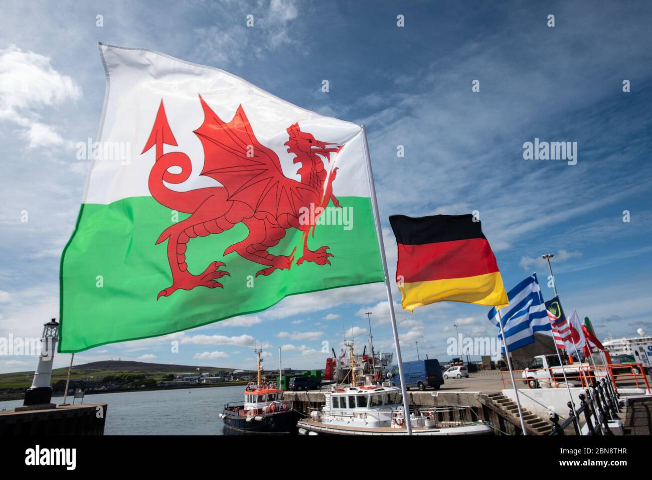 The Red Dragon Flag of Wales Y Ddraig Goch Stock Photo