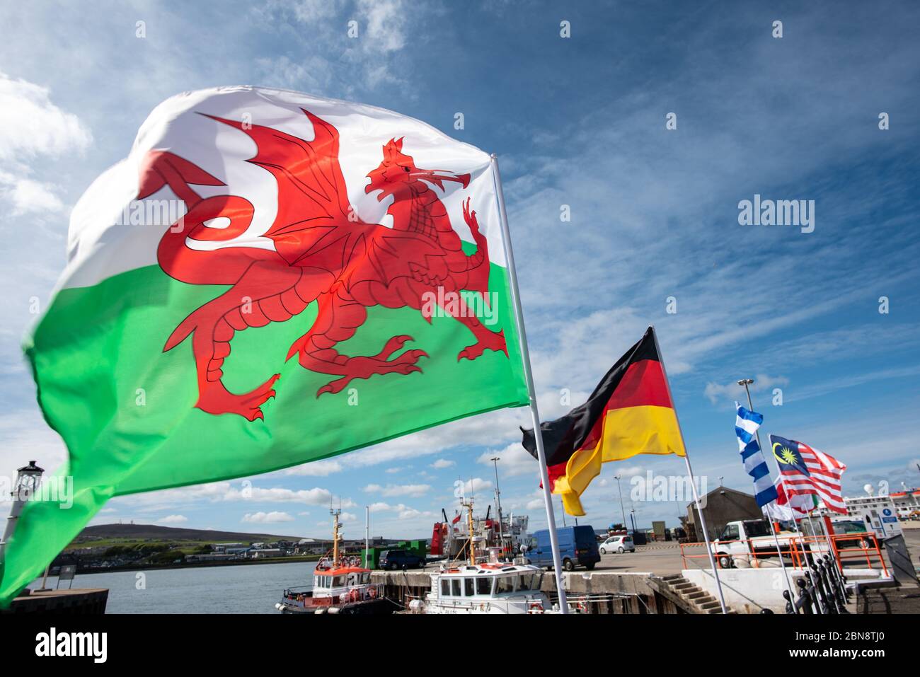 The Red Dragon Flag of Wales Y Ddraig Goch Stock Photo