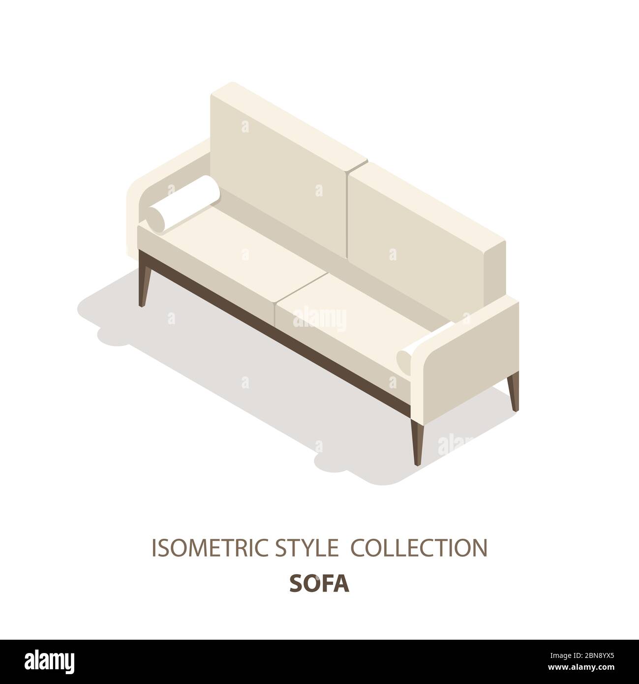 Sofa isometric scandinavian style vector icon or logo. 3d vector ...