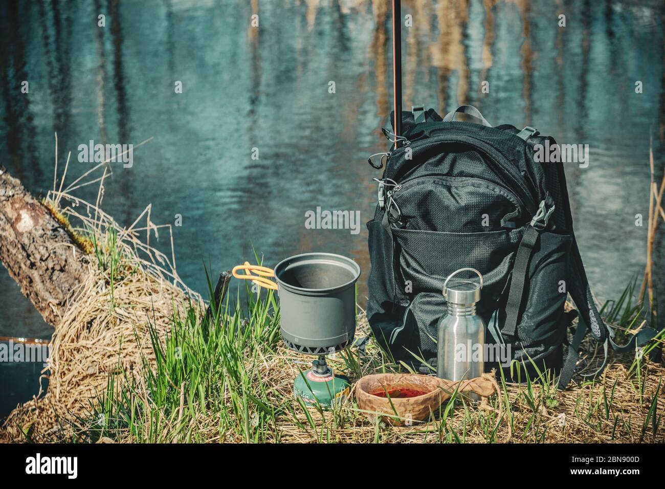 Cooking on a backpacking gas stove hi-res stock photography and images ...