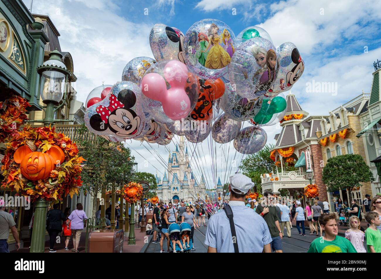 Ballon Seller at magic kingdom theme park, Orlando, Florida. Stock Photo
