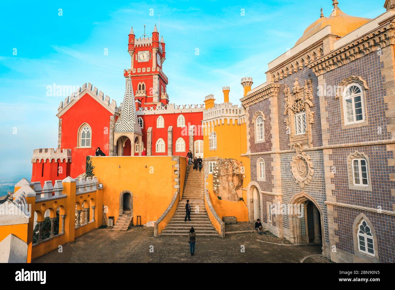 Sintra, Poptugal - December 24, 2018: Pena National Palace (Palacio Nacional da Pena) Romanticist palace in Sao Pedro de Penaferrim - UNESCO World Stock Photo