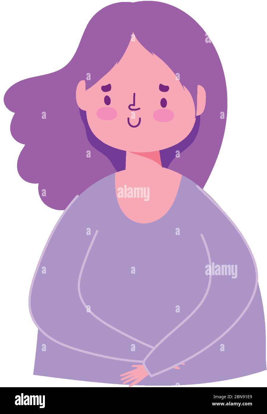 young girl cartoon character female isolated design icon vector ...