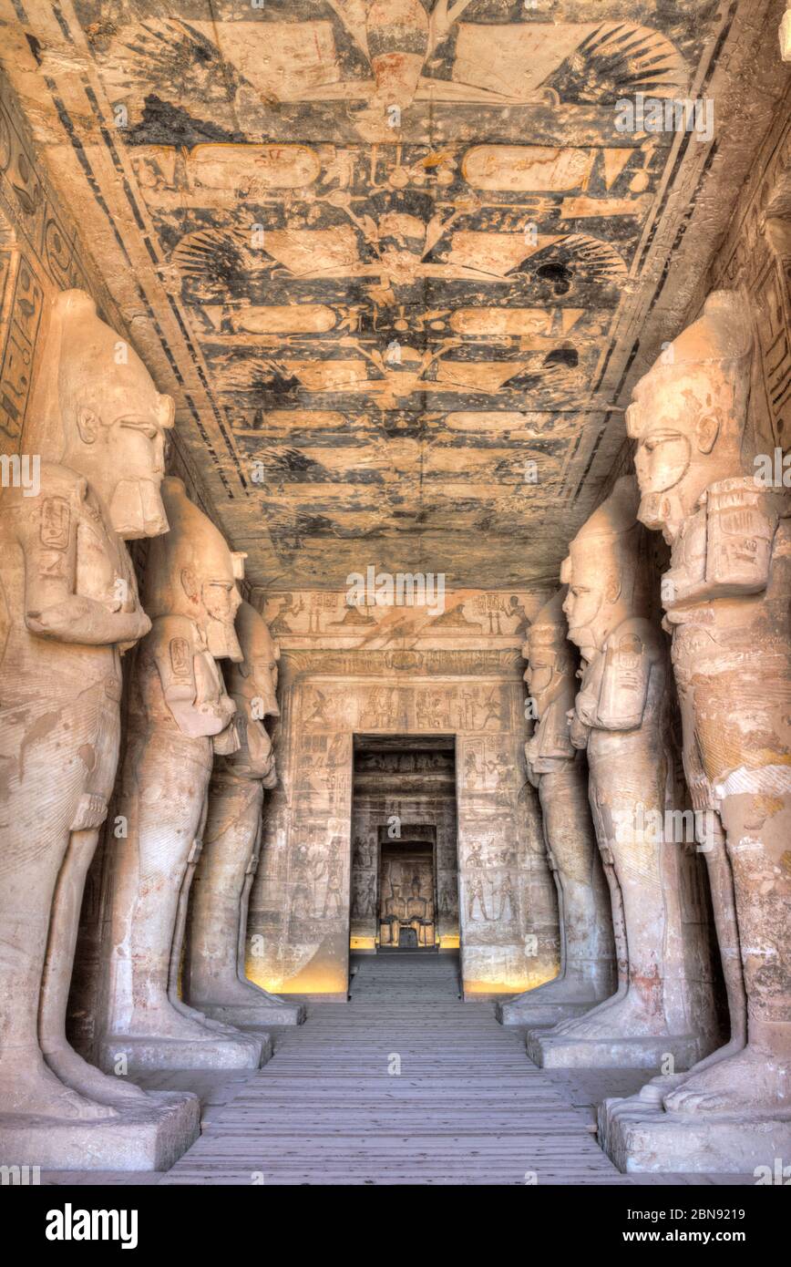 Ramses II, Statues, Hypostyle Hall, , Ramses II Temple, UNESCO World Heritage Site, Abu Simbel, Egypt Stock Photo