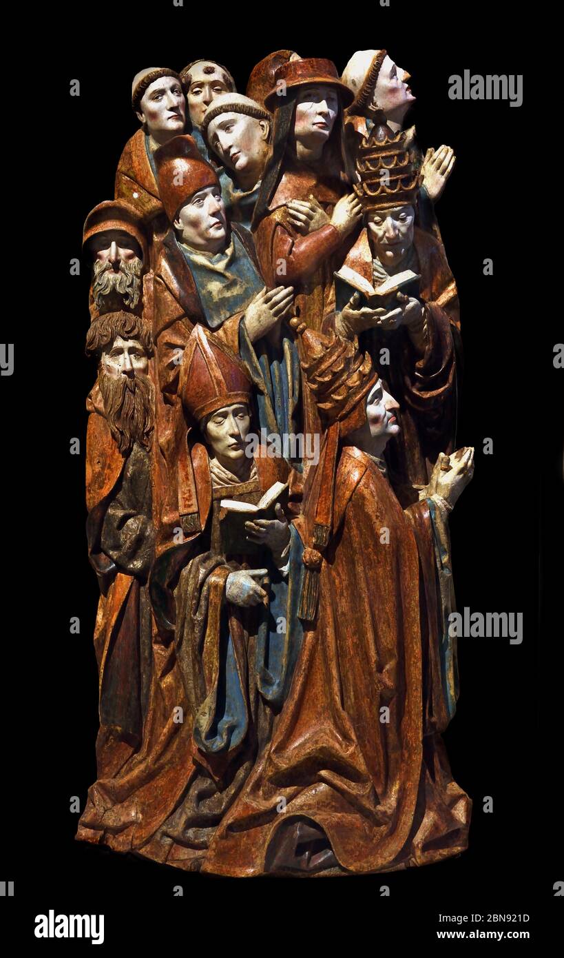 Two popes a cardinal and a bishop a canon monk in September 1505 workshop Daniel Mauch late Gothic German sculptor Stock Photo