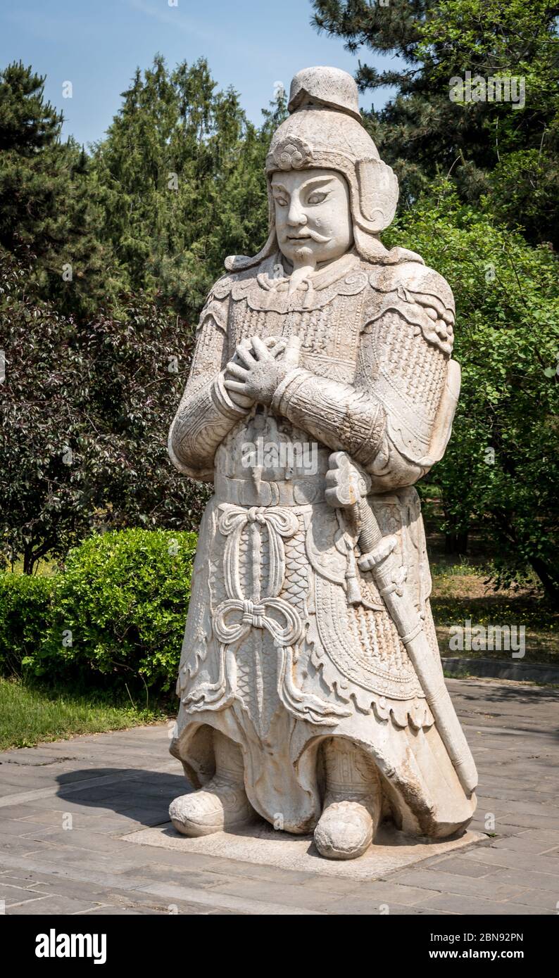 Statue of General, Sacred Way, Ming Tombs, Near Beijing Stock Photo