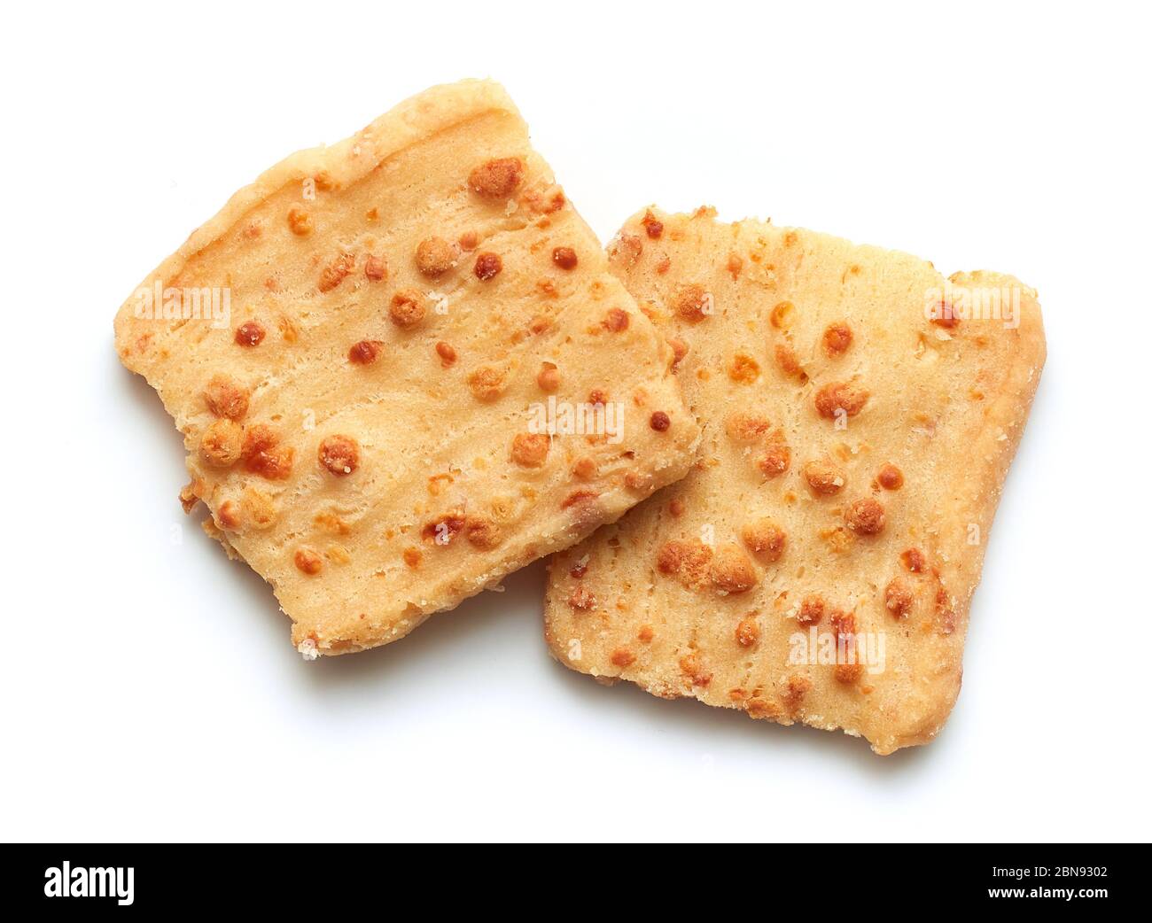 dutch cheese biscuits isolated on white background, top view Stock Photo