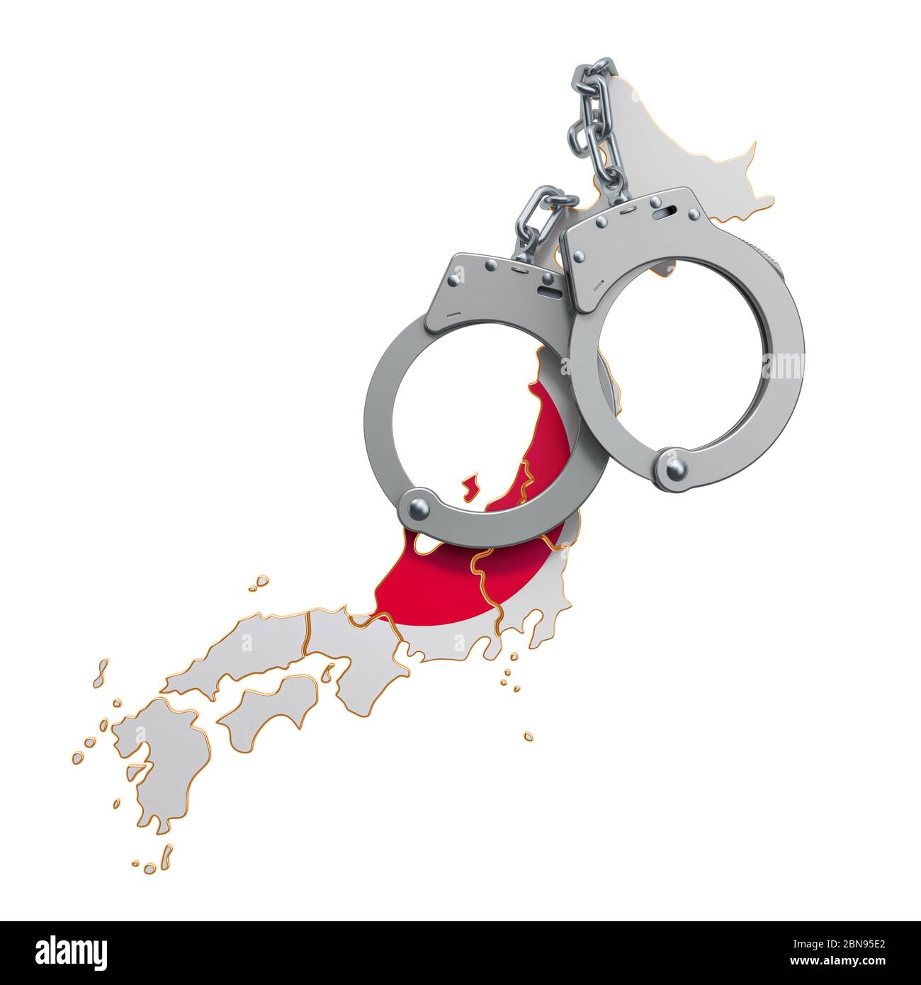 Crime and punishment in Japan concept, 3D rendering isolated on white background Stock Photo