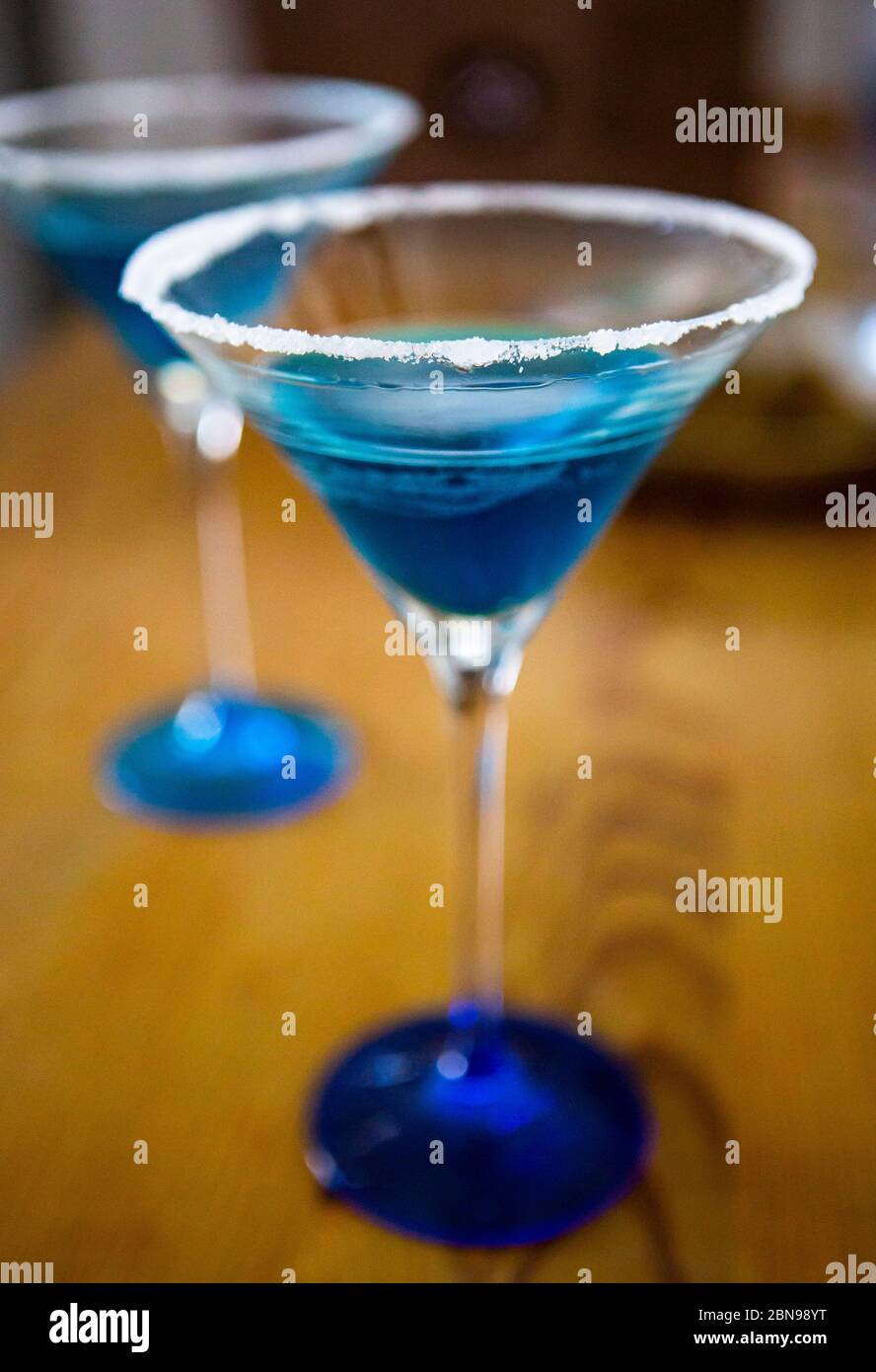 Blue cocktail in a martini glass Stock Photo