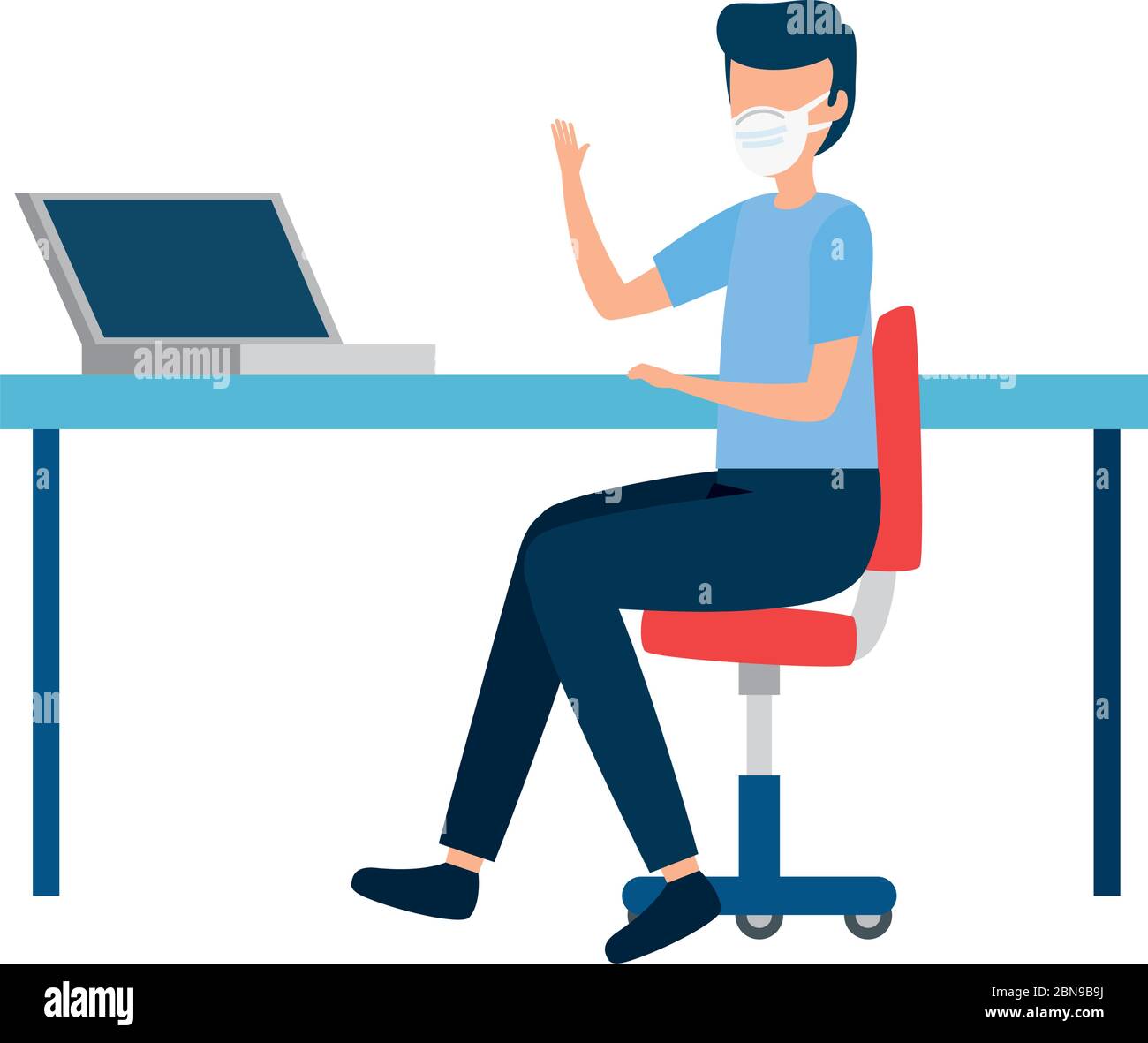 young man using face mask in workplace Stock Vector Image & Art - Alamy