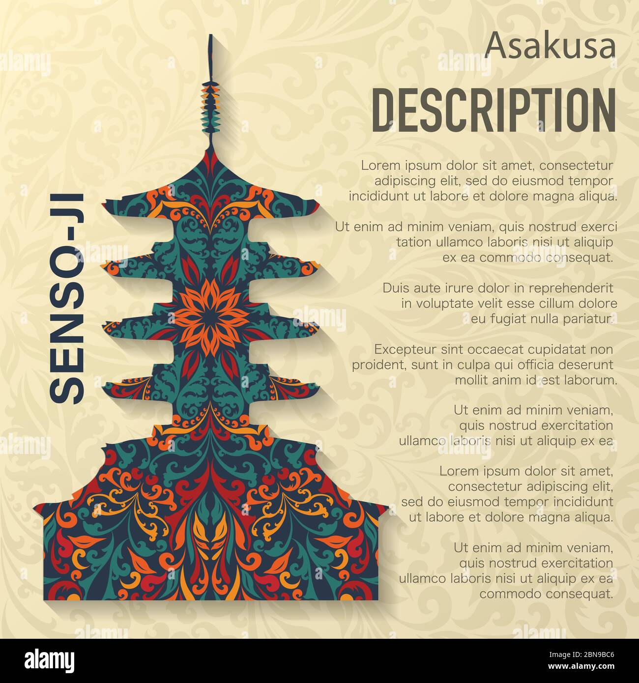 Senso-JI floral pattern background Stock Vector
