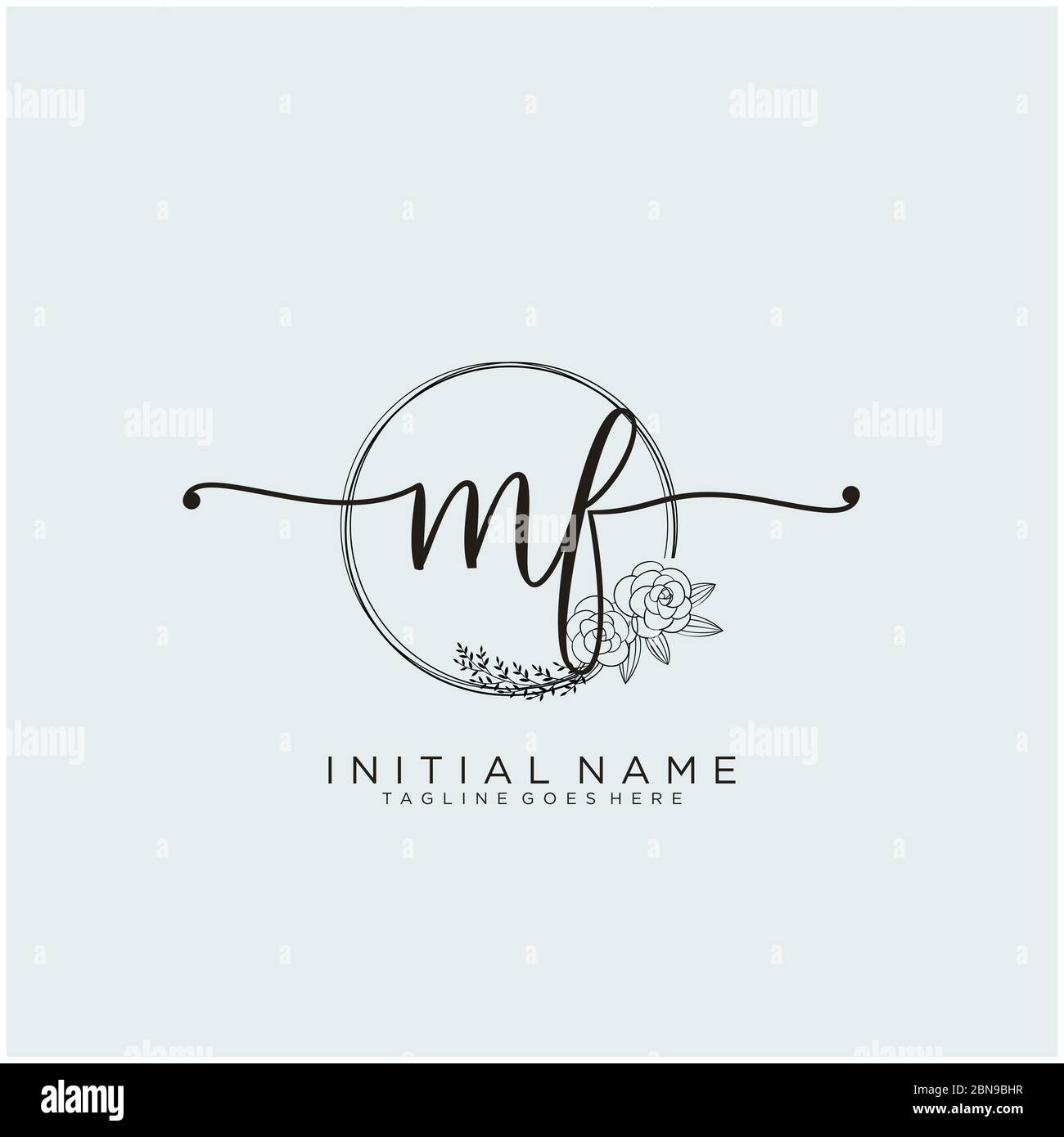 Initial mf beauty monogram and elegant logo design