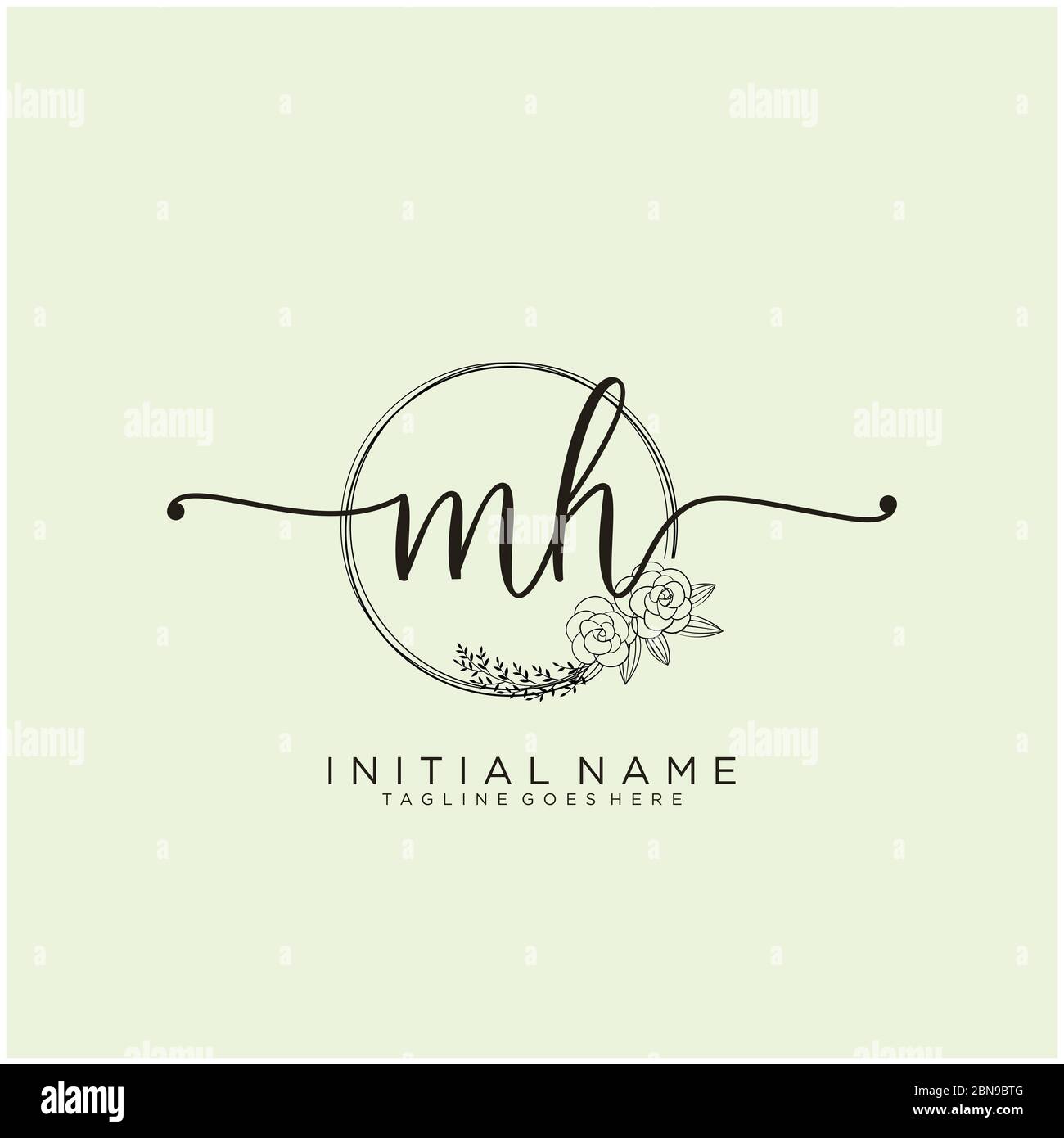 Initial MH beauty monogram and elegant logo design Stock Vector Image