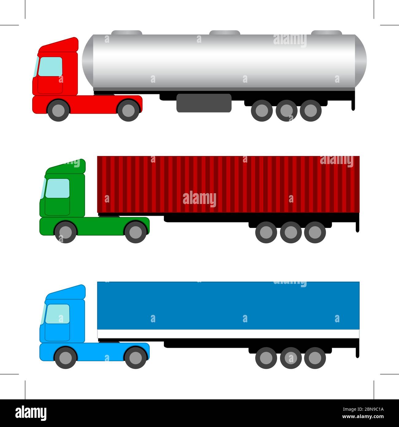 tractors and trailers. Isolated objects. Vector Image. Stock Vector