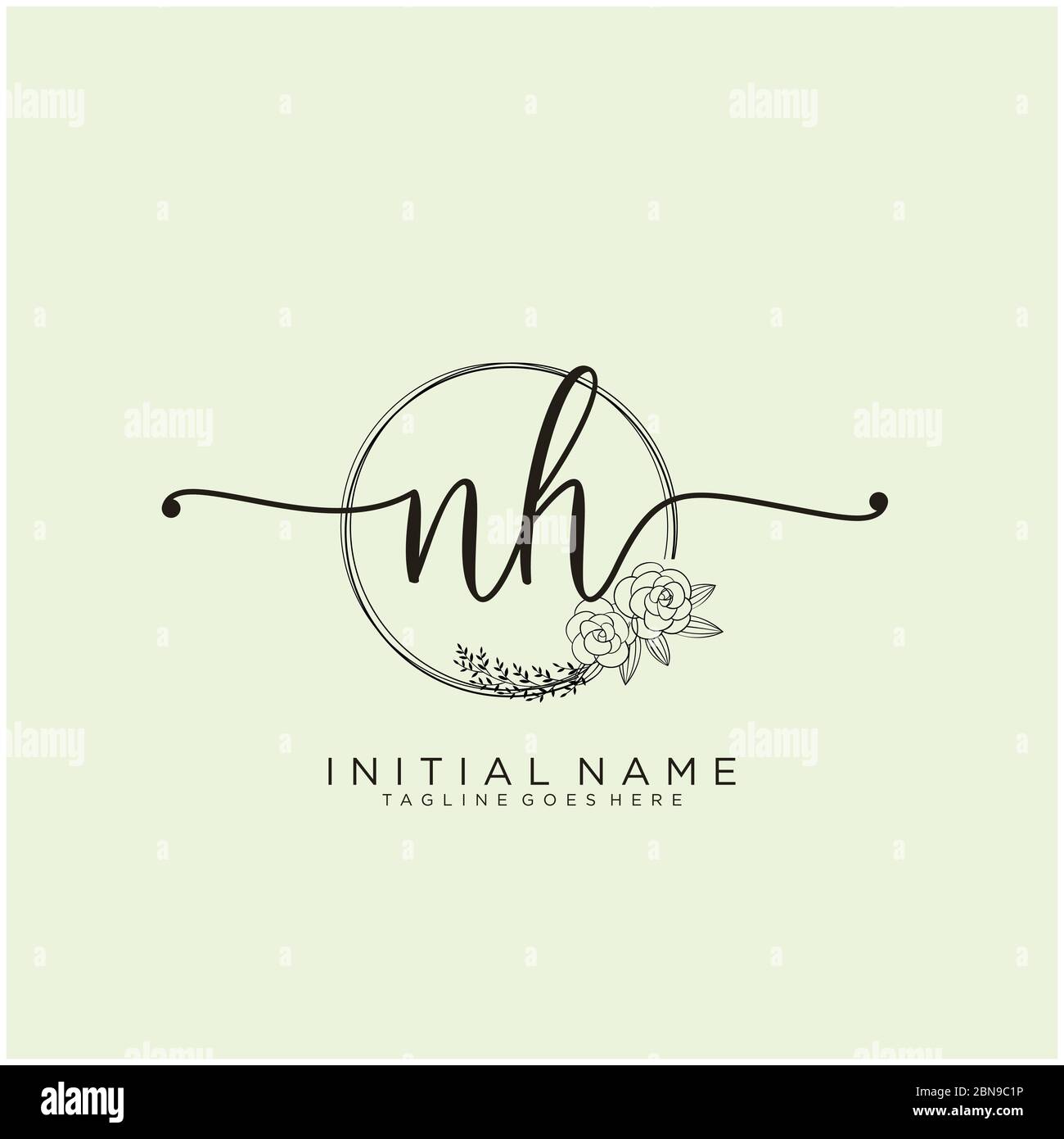 Initial Nh Beauty Monogram And Elegant Logo Design Stock Vector Image