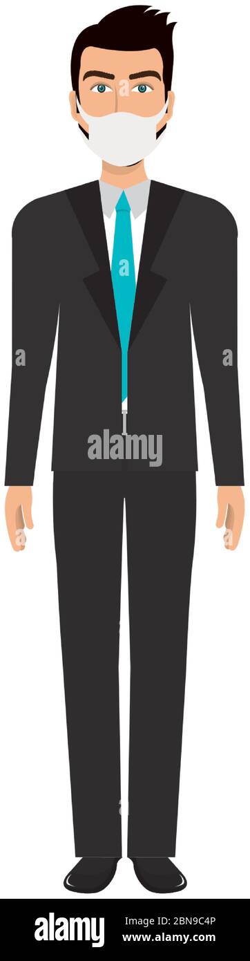 businessman using face mask isolated icon Stock Vector Image & Art - Alamy