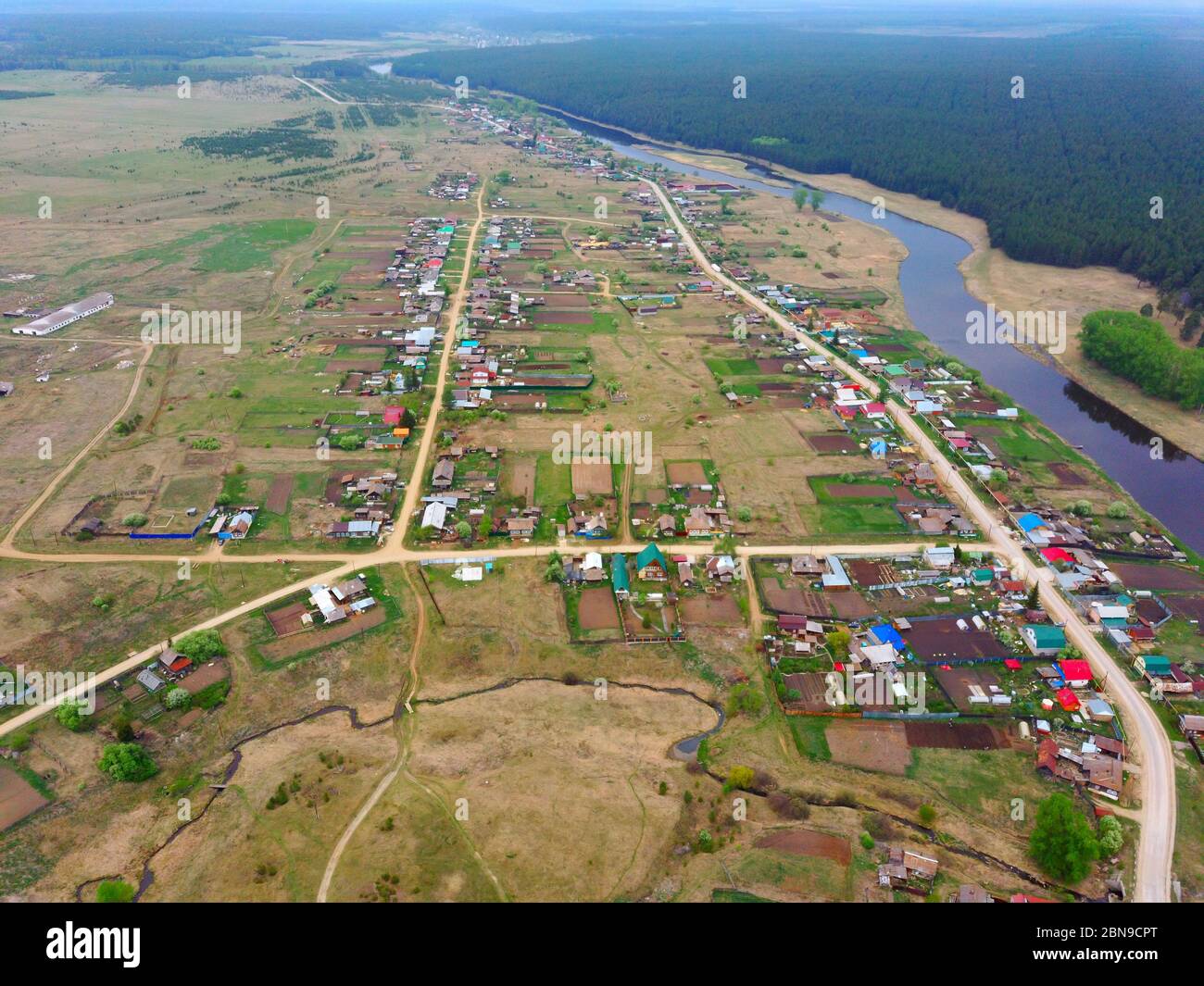 Above view suburban village hi-res stock photography and images - Alamy