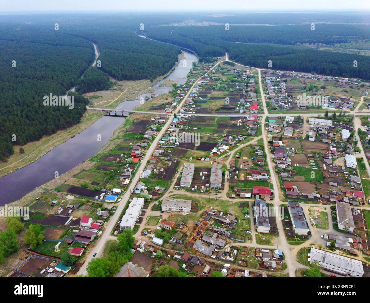 Above view suburban village hi-res stock photography and images - Alamy