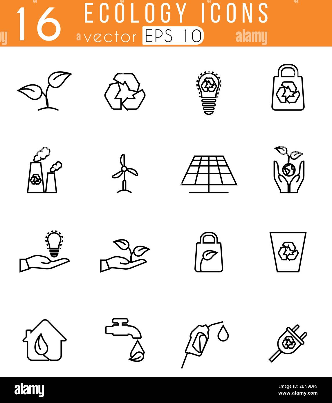 Ecology 16 icons set with White Background Stock Vector Image & Art - Alamy