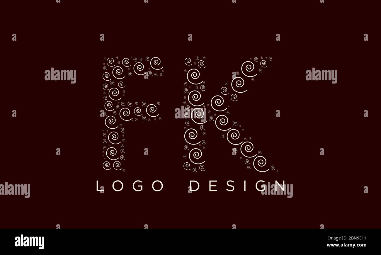 FK Letter Logo Design Template Vector Stock Vector