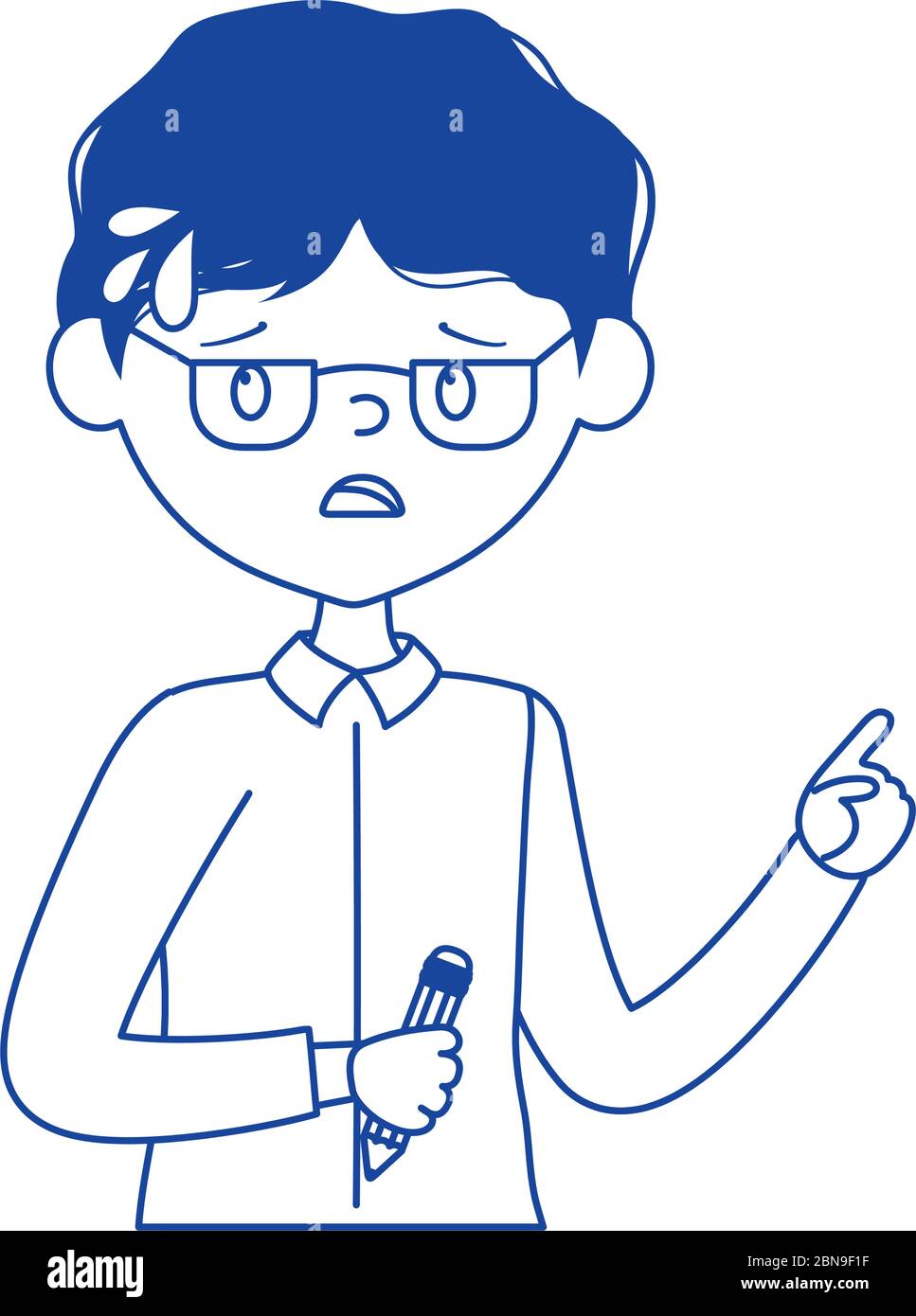 stressed employee man with pencil in hand isolated design vector illustration Stock Vector Image