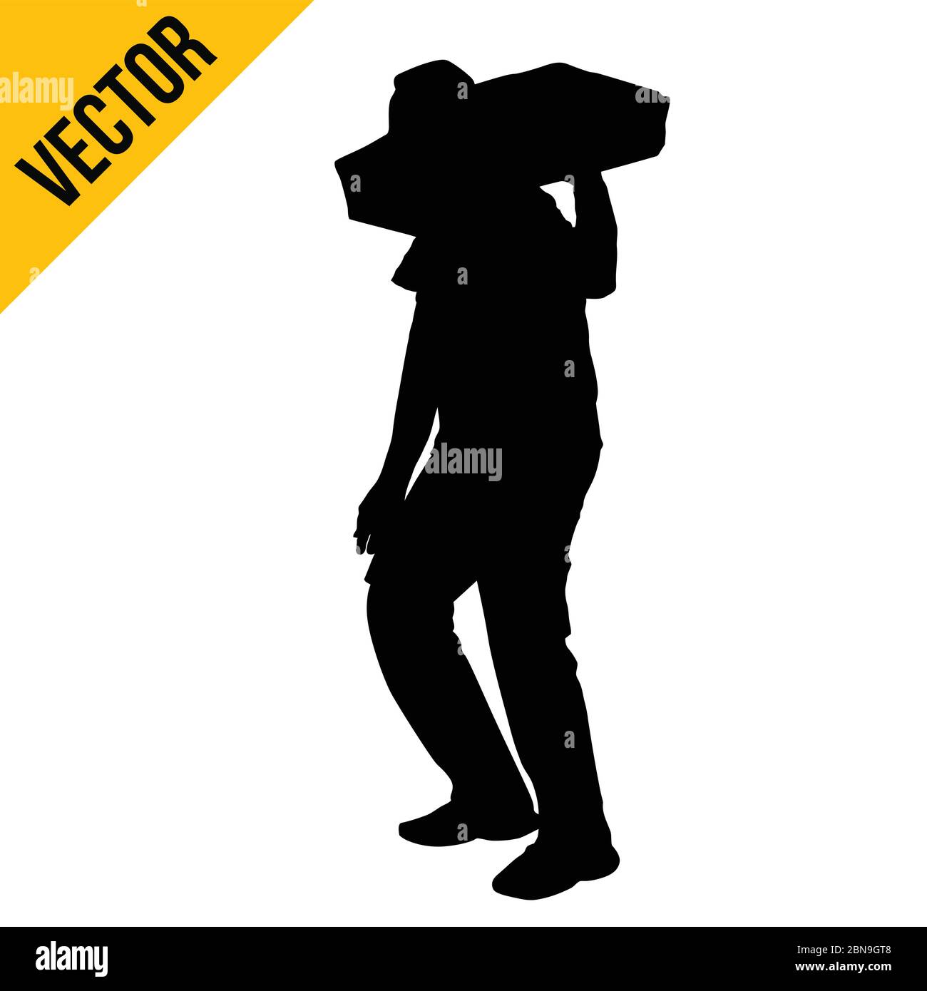 Man carrying heavy bag Stock Vector Images Alamy