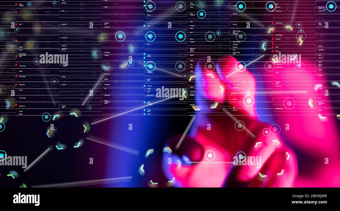 A Abstract technology geometric and data Stock Photo