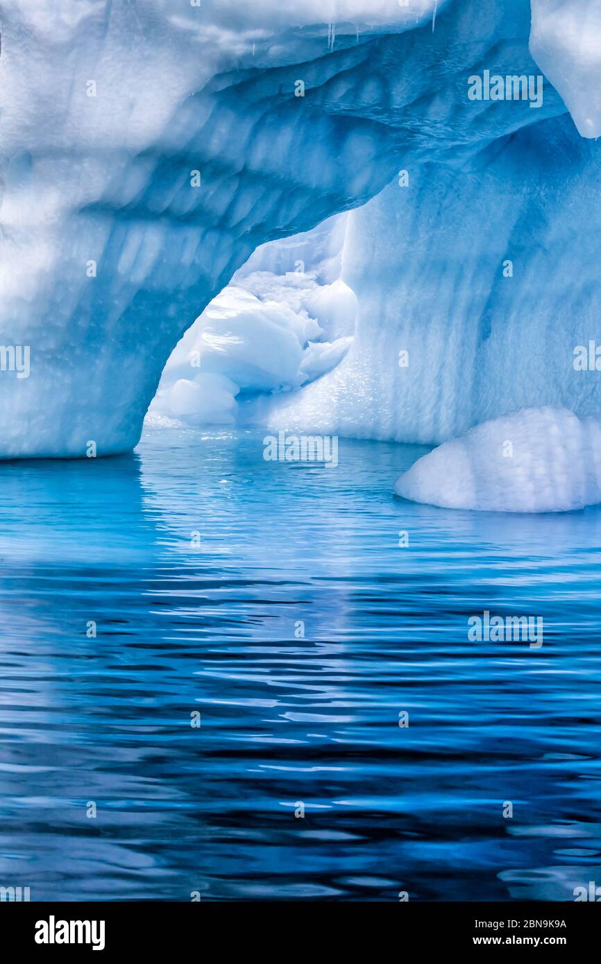 Icebergs and ice blue water of Antarctica Stock Photo