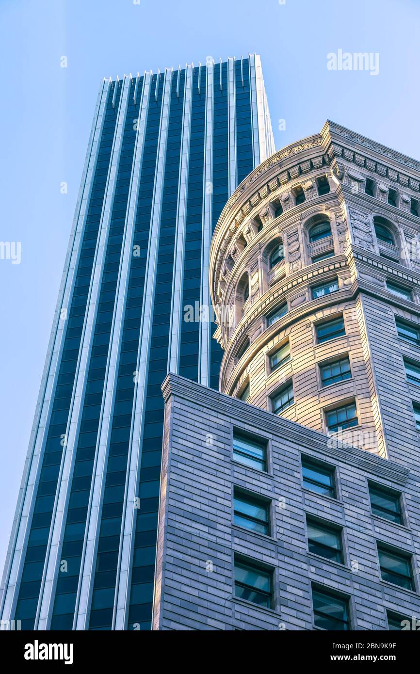 Exterior details of the high rises in downtown San Francisco ...