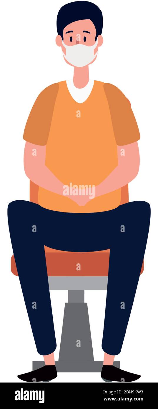 young man using face mask sitting in chair Stock Vector Image & Art - Alamy