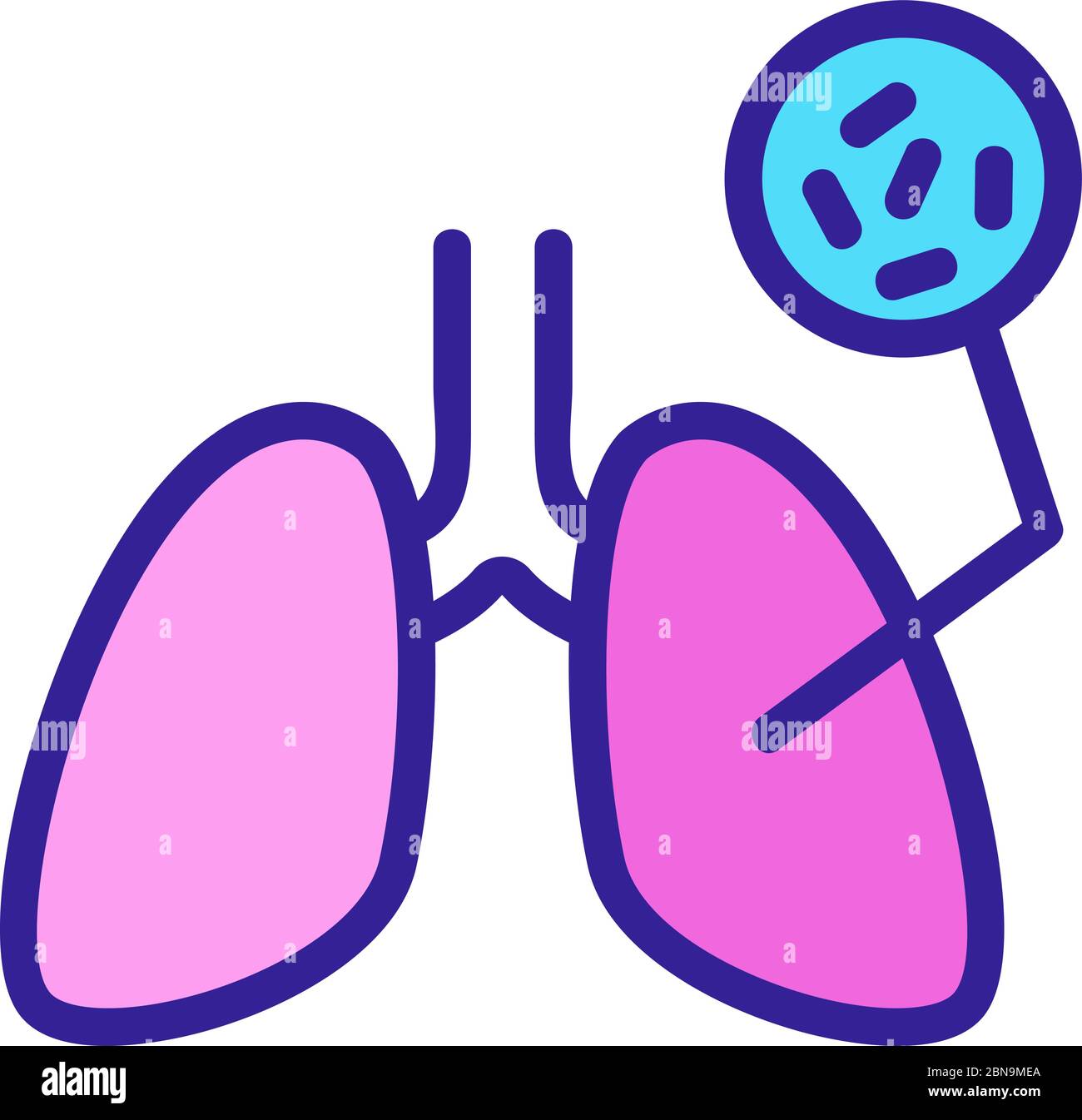 one human lung infected with tuberculosis icon vector outline ...