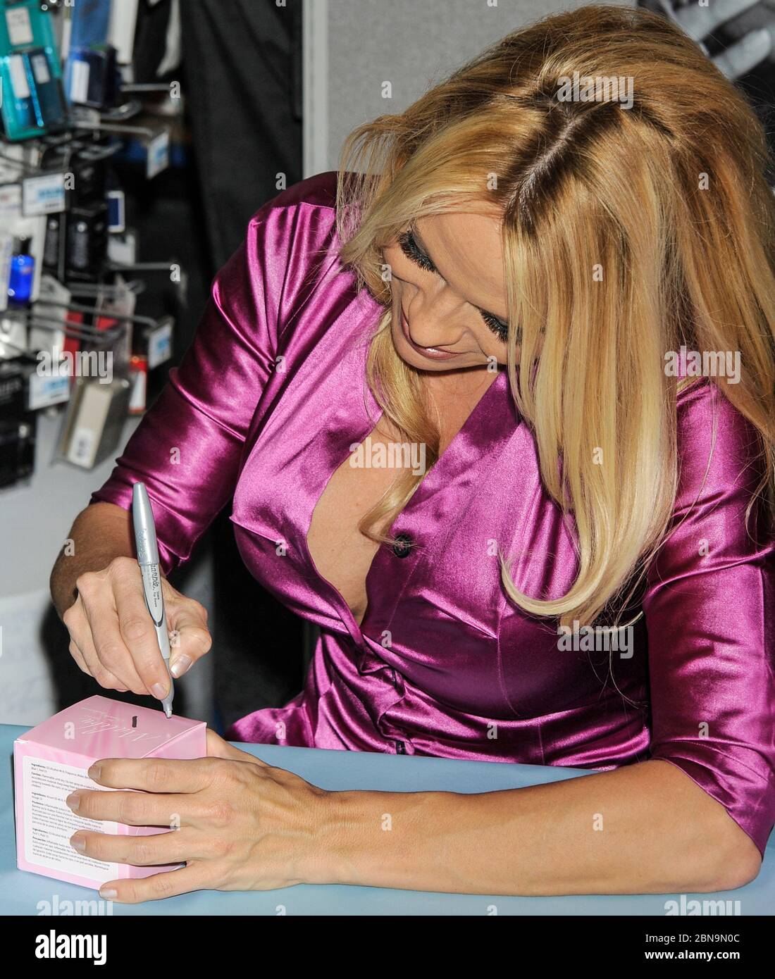 ARDMORE, PA, USA - JANUARY 23, 2010: Pamela Anderson Promotes Her New Fragrance 'Malibu' at Rite Aid. Stock Photo