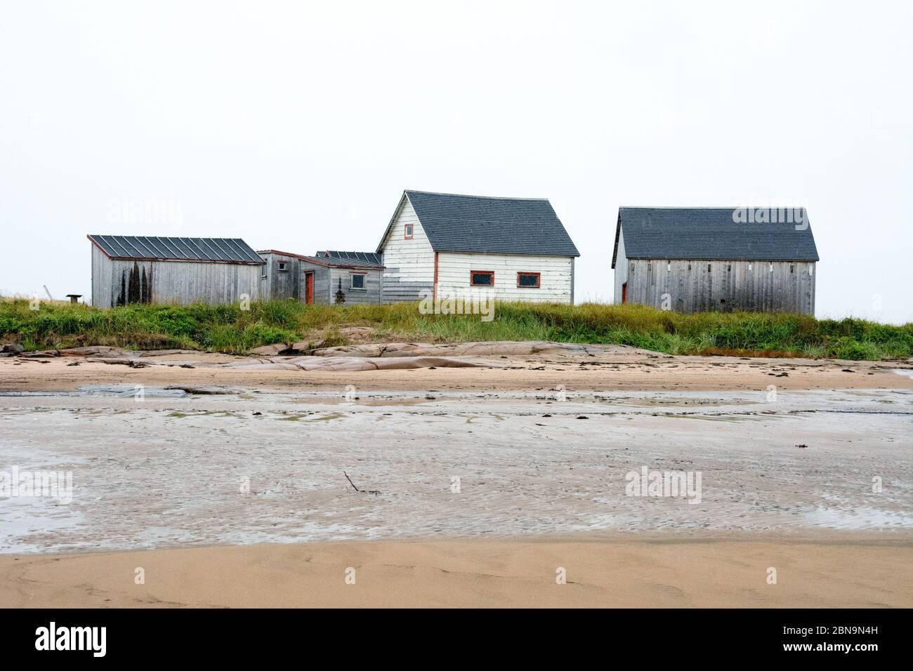 A cluster of fishing cottages near the community of Natashquan on the