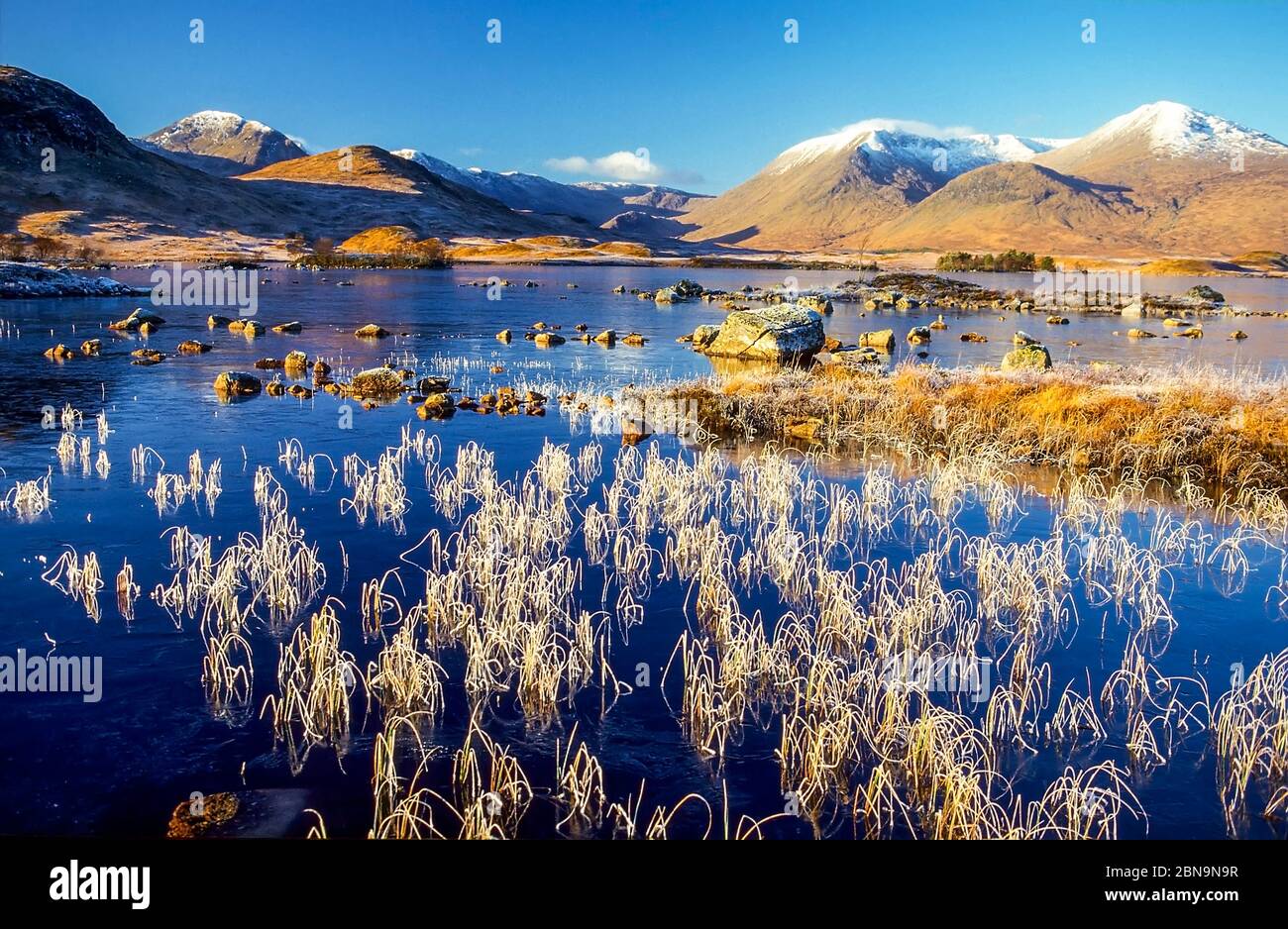 Lochan na H-Achlaise Rannoch Moor, Argyll and Bute in the West Highlands, Scotland, UK Stock Photo