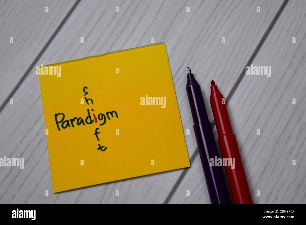 Paradigm and Shift write on sticky notes isolated on office desk Stock ...