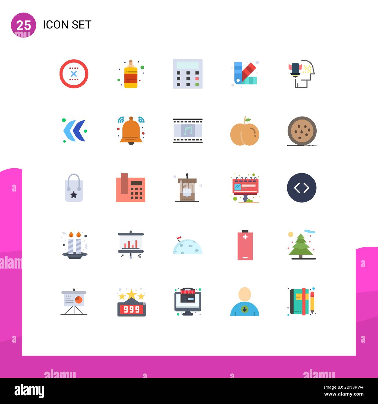 Stock Vector Icon Pack of 25 Line Signs and Symbols for personal, chip, printing, art, designing Editable Vector Design Elements Stock Vector