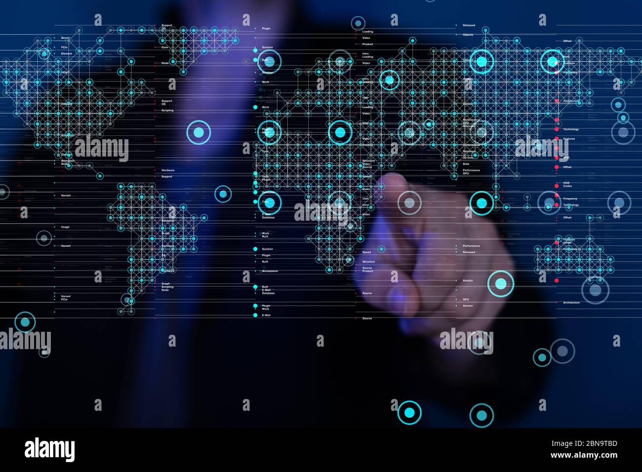 A Global network connection. World map point and line composition Stock Photo