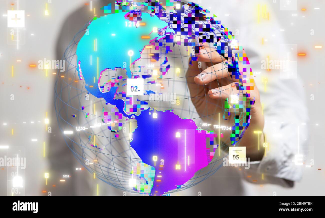 A Global network connection. World map point Stock Photo