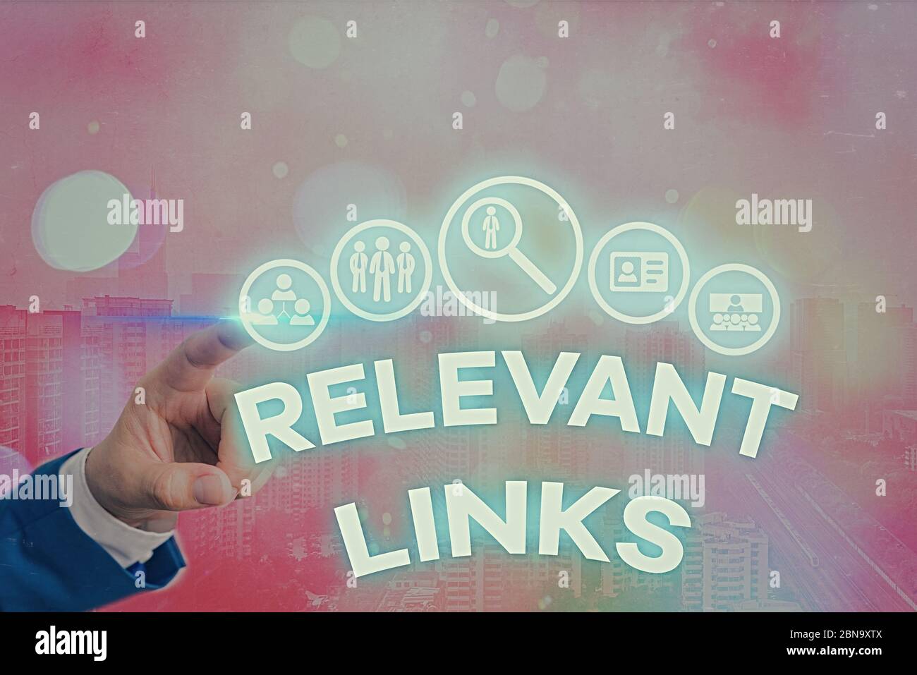 Conceptual hand writing showing Relevant Links. Concept meaning Significant sites for a particular topic Associated Stock Photo