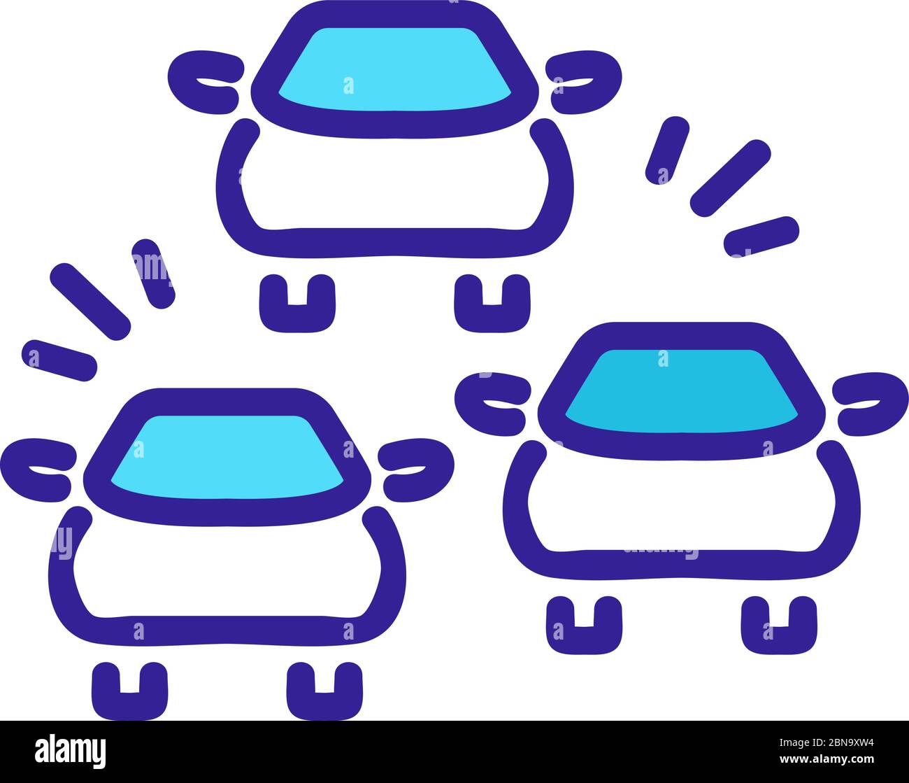car signals in traffic jam icon vector outline illustration Stock